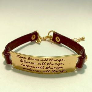 Love gold and leather bracelet